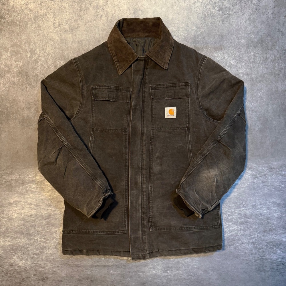 Vintage Carhartt C26 Arctic Quilt Lined Traditional Coat Faded Black Mens M 40